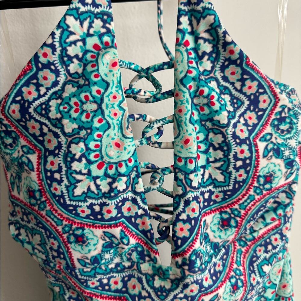 Athleta Blue and Pink Patterned Swim Dress - Picture 2 of 4